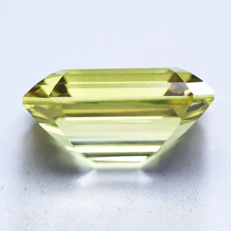 Lab Grown Sapphire Emerald Cut Yellow Color Gemstone for Charms DIY Ring Necklace Earrings Materials Selectable AGL Certificate (art.: 3920cb3cff574) - 3920cb3cff574