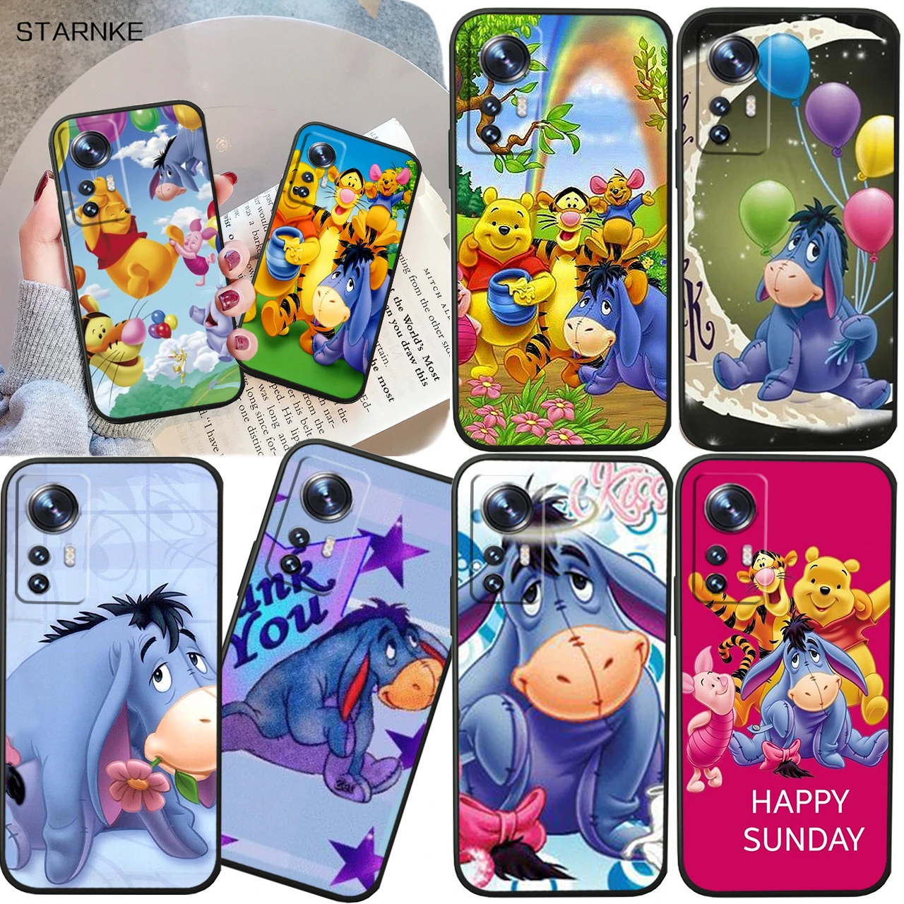 

Disney Eeyore Pooh For Xiaomi Mi 13 12T 11X 10T Note 10 Ultra Pro Lite 5G Soft Silicone Black Phone Case