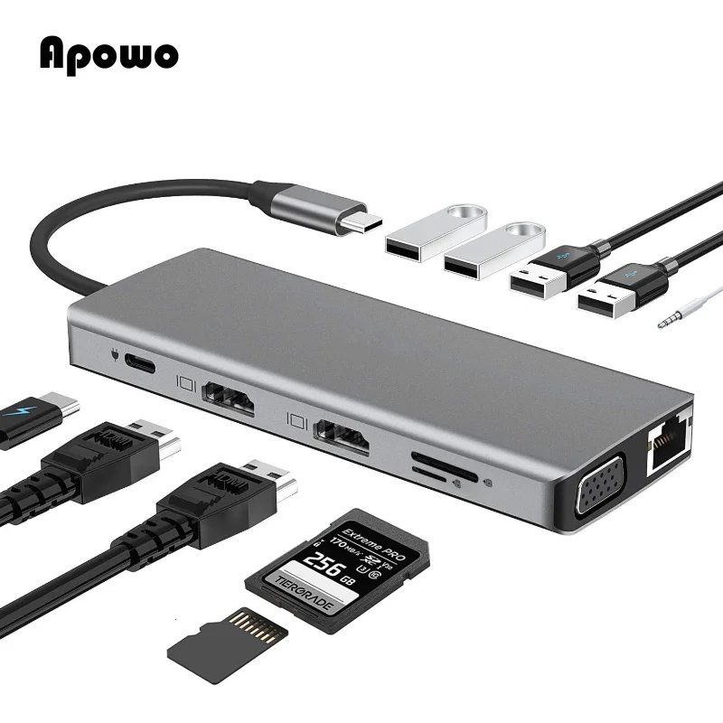 

Док-станция 12 в 1 для ноутбука Macbook, с портом Type-c на два HDMI