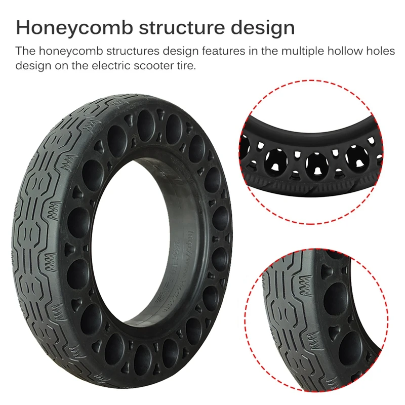 

2PCS 10 Inch Rubber Solid Tires for Ninebot Max G30 Electric Scooter Honeycomb Shock Absorber Damping Tyre Black