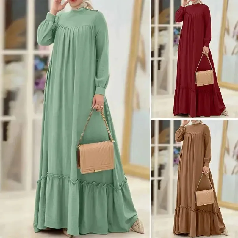 Женская элегантная однотонная юбка от солнца с рюшами и подолом осенняя мода