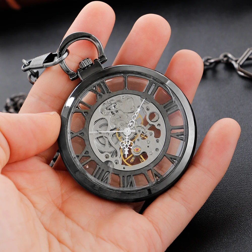 Silver Retro Mechanical Pocket Watch Special Hollow Out Design Unisex Necklace Timing Pendant Men's and Women's Pocket Watch