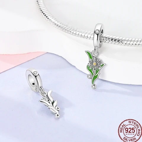 Серия весенних птиц и цветов, новые подвесные бусины из стерлингового серебра 925 пробы, подходят для оригинального браслета, ювелирные изделия своими руками