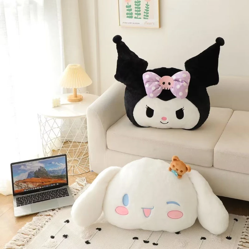

Подушка для дивана Sanrio Kuromi, милая офисная подушка в форме сердца для девушек, с плюшевой подкладкой
