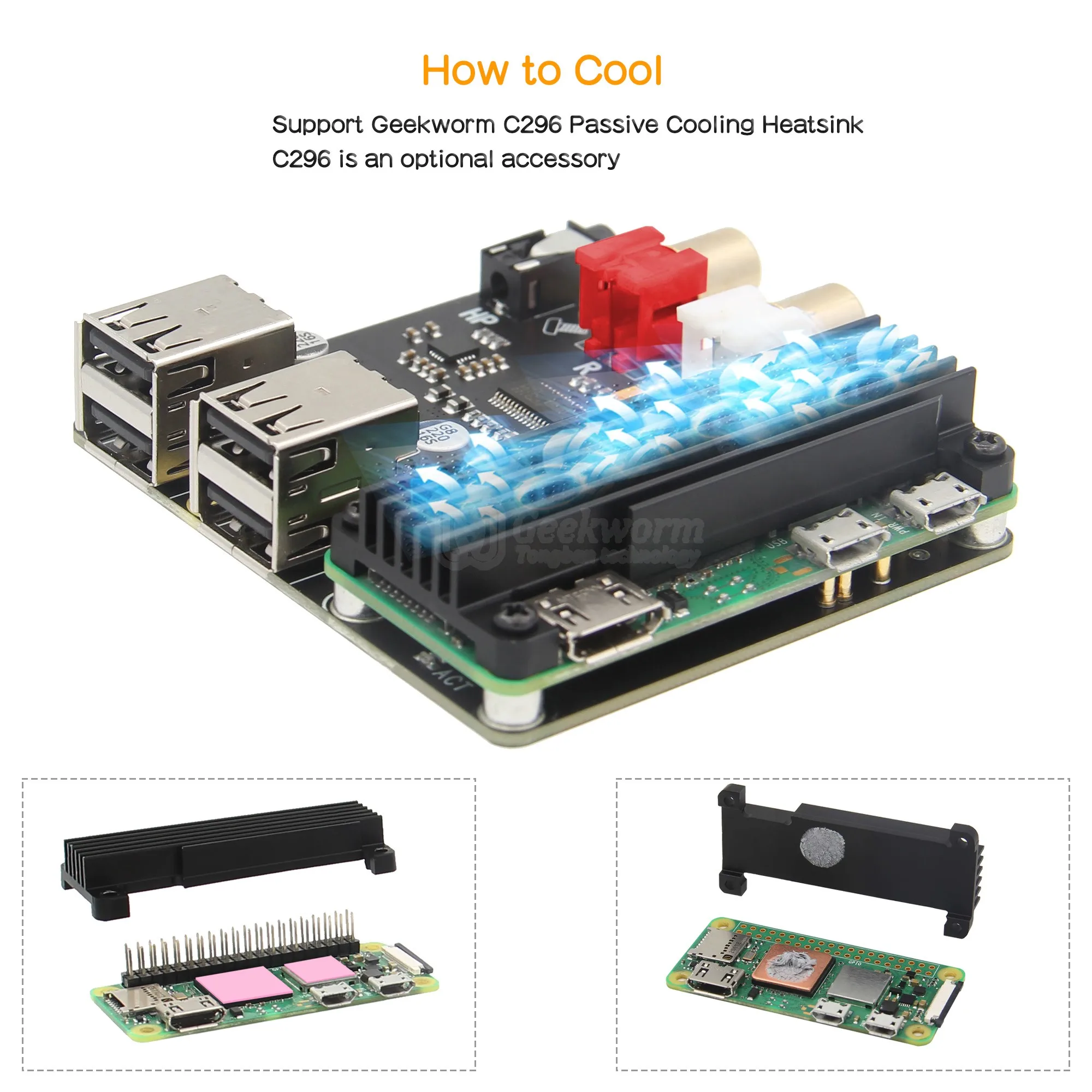 Материнская плата Geekworm Raspberry Pi X302 Hi-Fi аналоговая аналогична Zero 2 Вт/Zero Вт (не