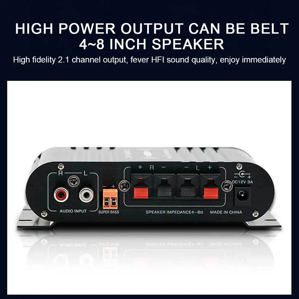 

12V Car Mounted Power Amplifier Mini Minicomputer Home Multi-function Card Audio Input Bluetooth 20Wx2+40W Class D Amplifier