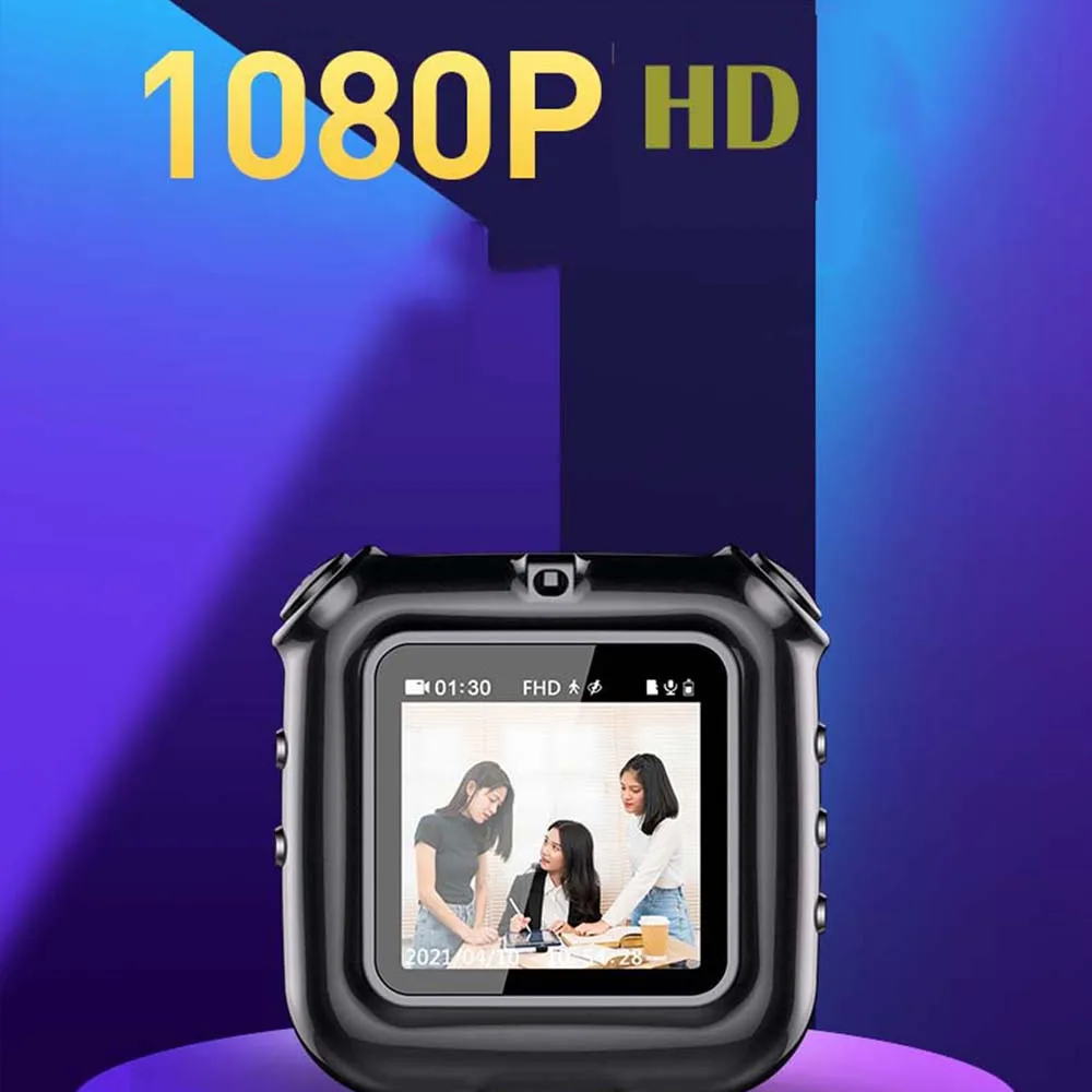 

Wearable Mini Camera HD 1080P Color Display Portable Body Cam Design Clip Ring Recorder DV With Mic Audio Video Photo Camcorder