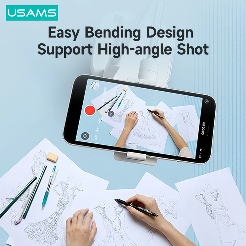 usams led ring fill light dual camara live broadcast phone holders retractable wireless control stand for youtube vlog video free global shipping