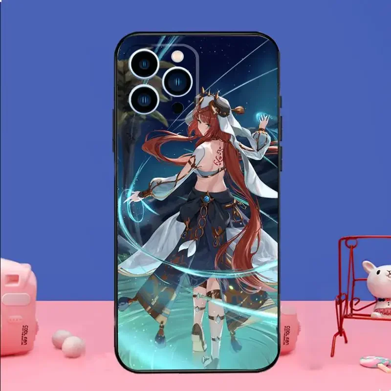 G-Genshin I-Impact Nilou чехол для телефона iPhone 15 14 13 12 11 Pro Max Xs Xr X 7 8 Plus Mini силиконовый черный