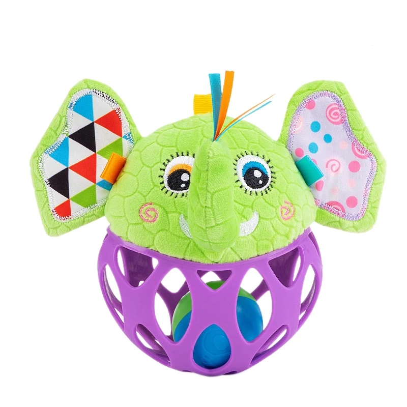 

JOLLYBABY Baby Cloth Toys 0-12 Months Rattle Ball Teether Tactile Perception Animal Learning Plush Hand Grasp Ball