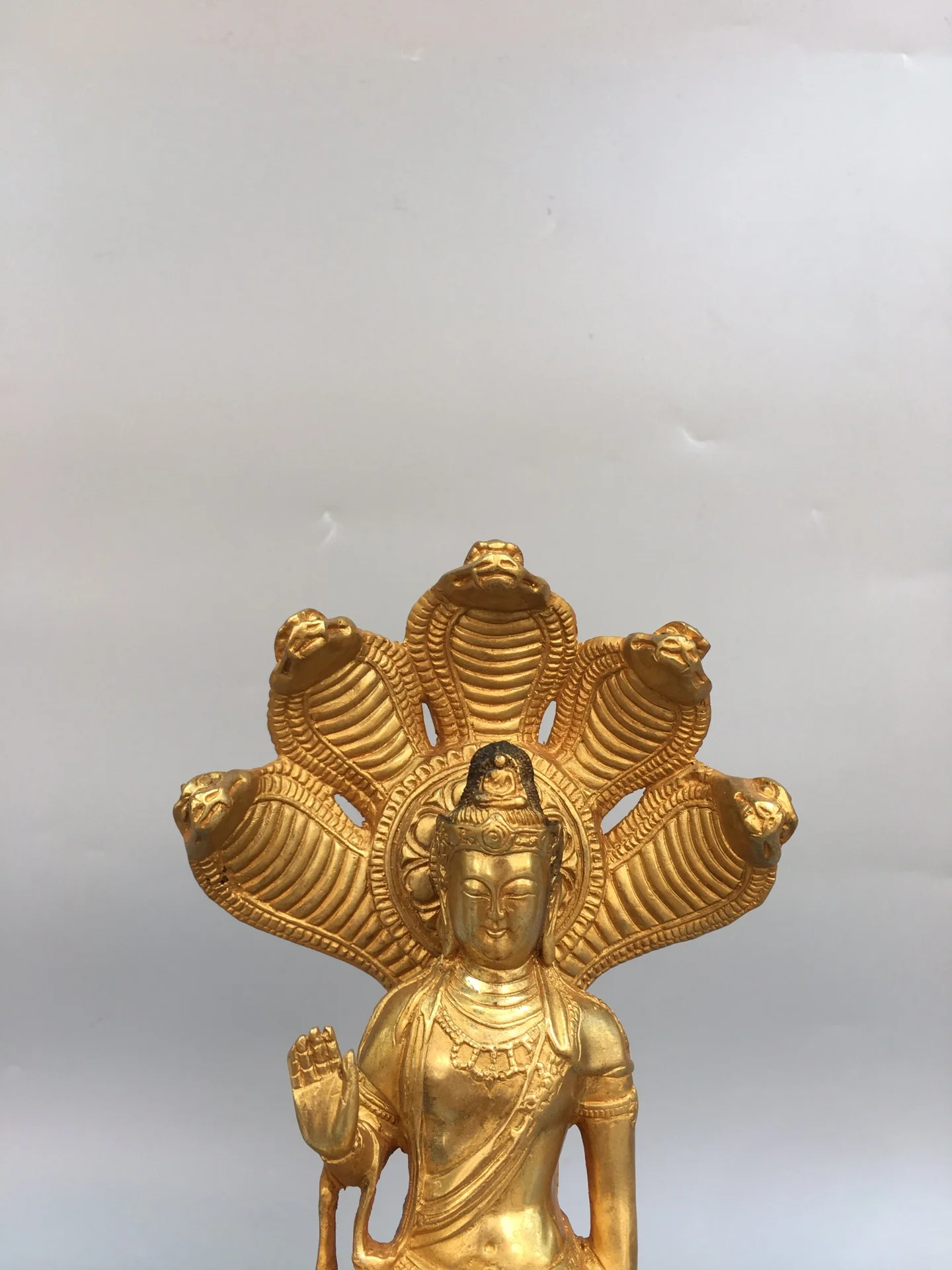 10-дюймовая коллекция тибетского храма старая бронза позолоченная грязь золото