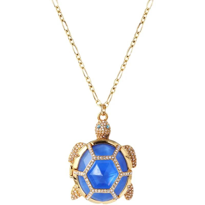 

Timeless Wonder Fantasy Zirconia Resin Sea Turtle Chains Necklace for Women Designer Jewelry Luxury Brand Ins Rare Gift Set 4024