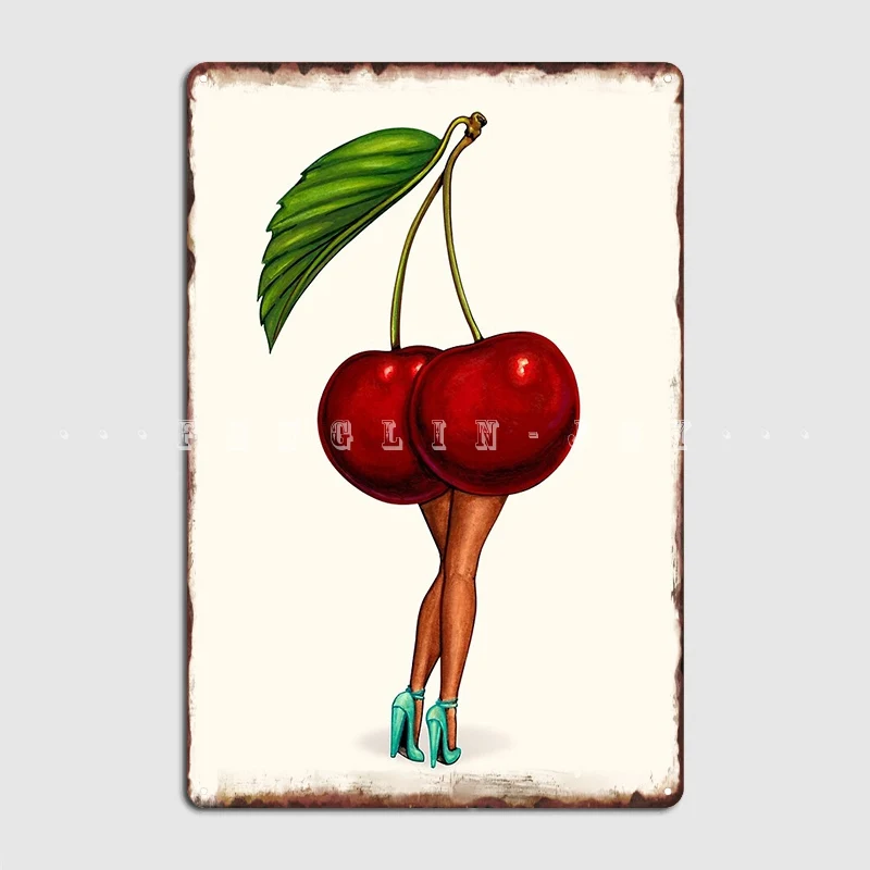 

Black Cherry Pin-Up Metal Sign Wall Pub Mural Painting Pub Garage Create Tin Sign Poster