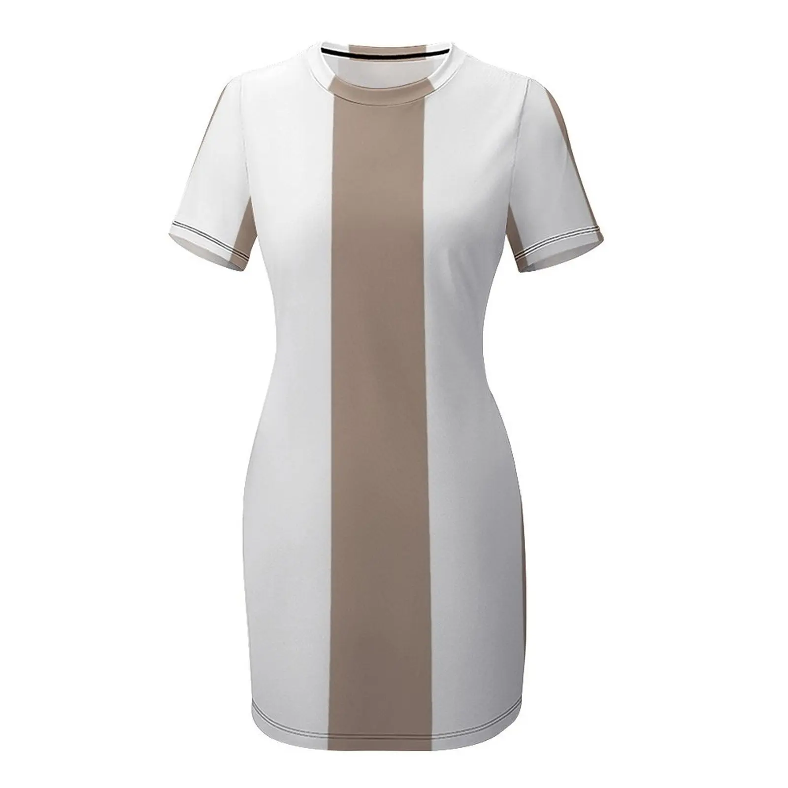 Женское пляжное платье с коротким рукавом Большое белое в Вертикальную Полоску