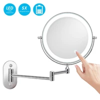 8 inch wall mounted makeup mirror usb rechargeable led 3 color lights two sided touch switch intelligent cosmetic mirror