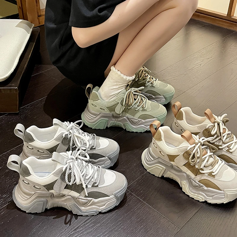 

BCEBYL Platform Shoes Wear-resistant Sports Casual Running Shoes Sports Shoes Women's New Fashion Breathable Walking Shoes