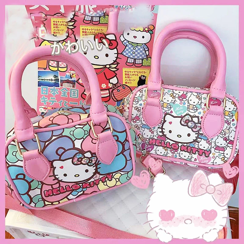 

Hello Kitty Bags Handle Single Shoulder Mini Kawaii Anime Sanrioed Cute Pu Purse Shopping Dashing Y2K High-Capacity GIrls Gifts