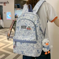 fashion graffiti female backpack nylon waterproof laptop backpack cute personality student schoolbags trendy travel backpack