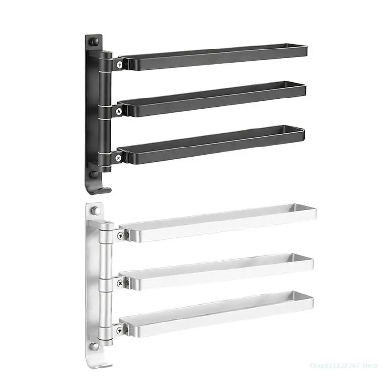 

C5AD Creative Swivel Towel Bar Wall Mounted Towel Holder Bathroom Storage Hanger