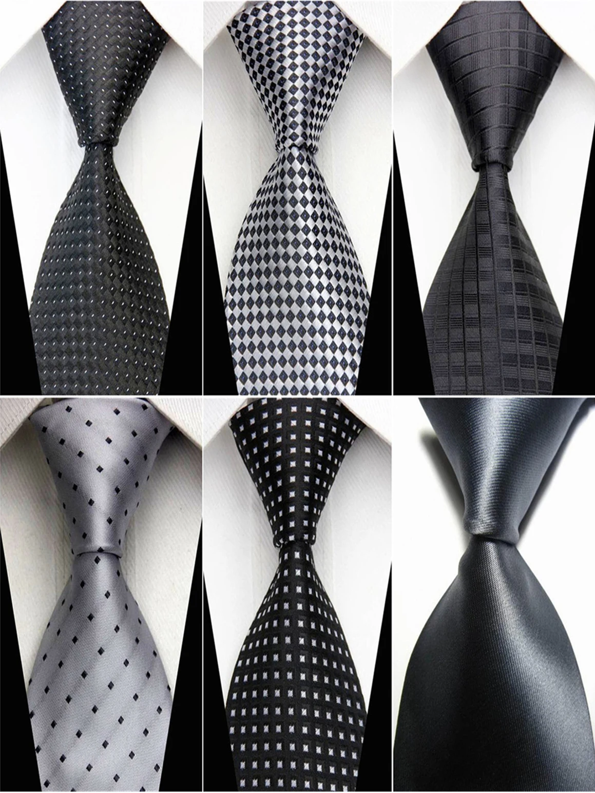 Fashion Ties for Men Accessories 3"(7.5cm) Wide Business Wedding Silk Tie Jacquard Woven Black Green White Gray Men's Necktie