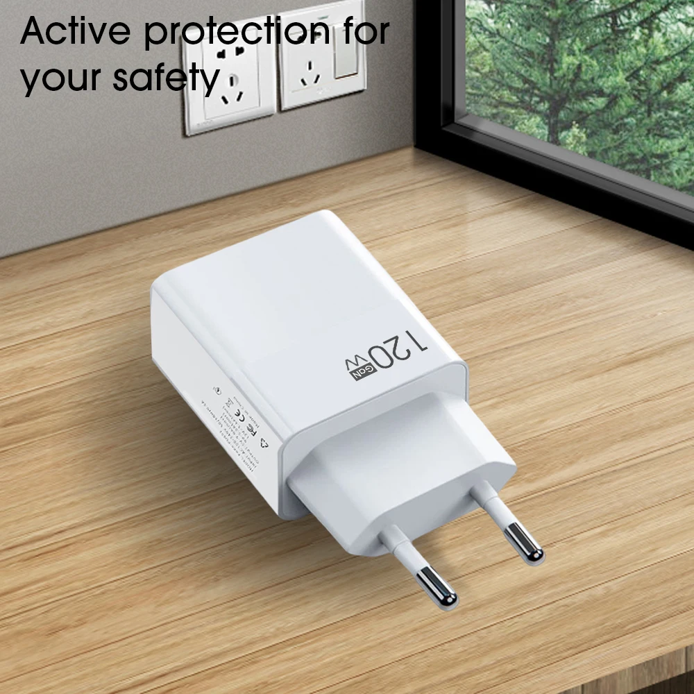 120W QC 5.0 Fast Charging USB Charger Power Adapter Fast Charge Type C Cable For iPhone Mi Samsung Huawei Mobile Phone Universal images - 6
