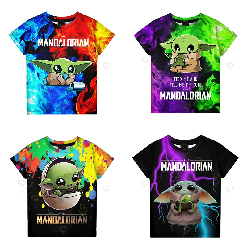 

Disney Cartoon Baby Yoda for Boy Girl Kids 3D Print Children Short Sleeve Streetwear Tops Print T-shirt Cool Tee T-shirts Tops