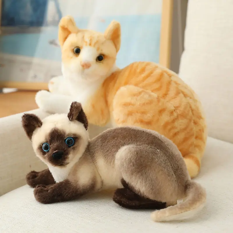 

Simulation Pillow American Shorthai &Siamese Cat Plush&Stuffed Lifelike Doll Animal Pet Toys for Children Home Decor Baby Gift