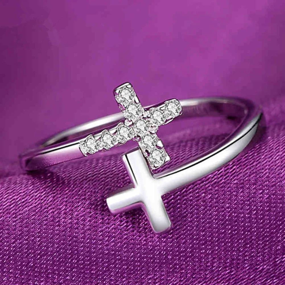 

Cross Ring Open Jewelry Girls Gifts Accessories Women Creative Rings Metal Alloy Finger Decor Man