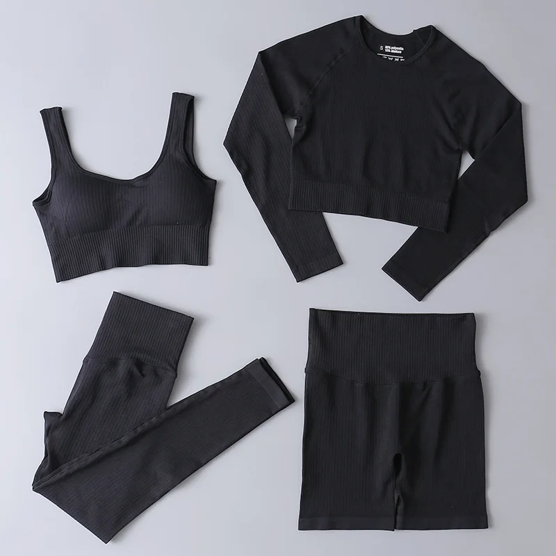 Seamless Yoga Set Women's Shorts Crop Top Yoga Suit Sports Bra Tights Leggings Fitness Pants Gym Set Workout Clothes For 2023