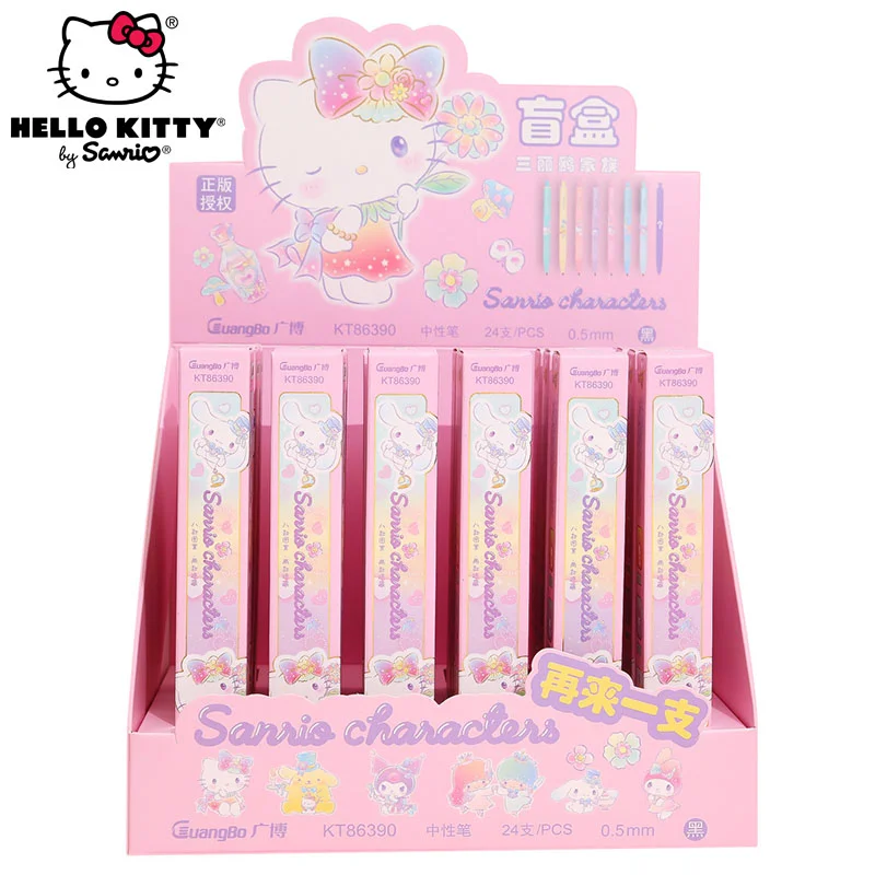

24pcs New Sanrio Hello Kitty My Melody Press Gel Pen Stitch Stationery Supplies Ins High Value Anime Kawaii Cute Childrens Gifts