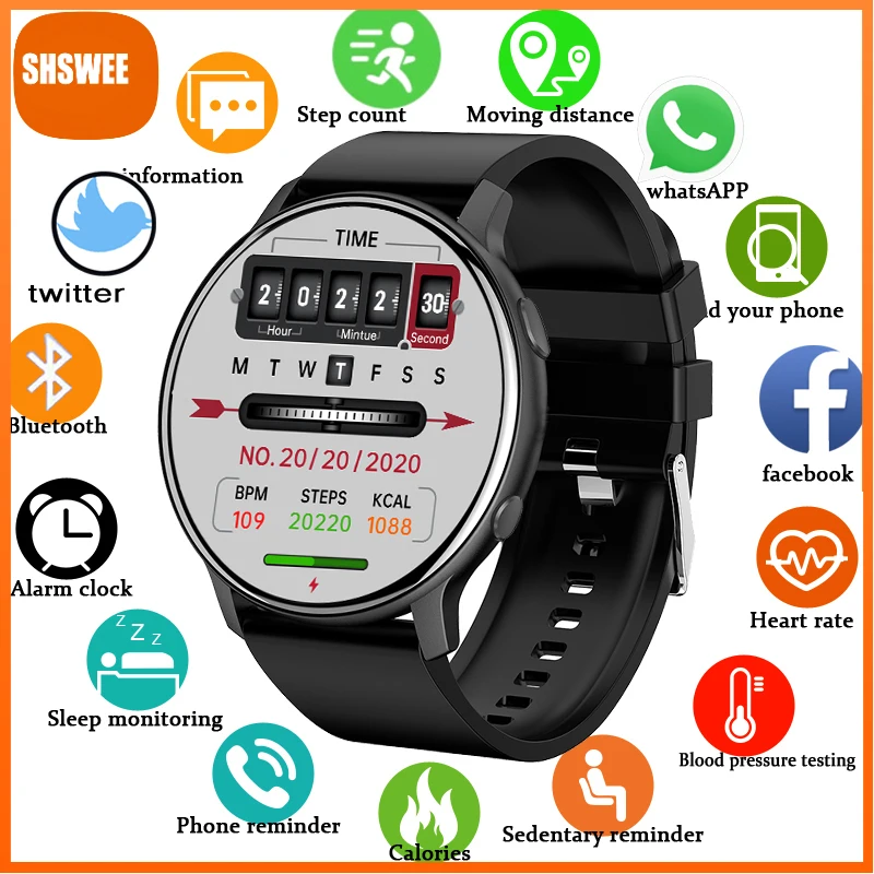 

Smart Watch Men Full Touch Screen Sport Fitness Watch IP67 Waterproof Bluetooth for Android Ios Smartwatch Men+box