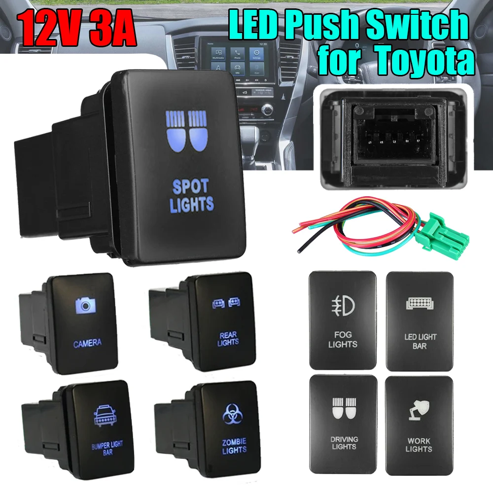 33x22 мм синий цвет задняя противотуманная строка нажимной переключатель 12 В для