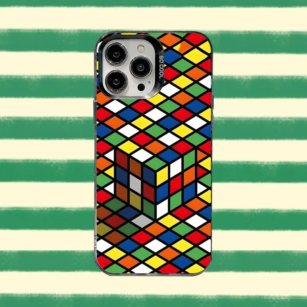 Фото R-Rubiks Cube Phone Case For iPhone 16,15,14,13,12,11,8,7,Pro,Max,Plus,Mini,XS,SE Anti Fall Black Matte Hard №3