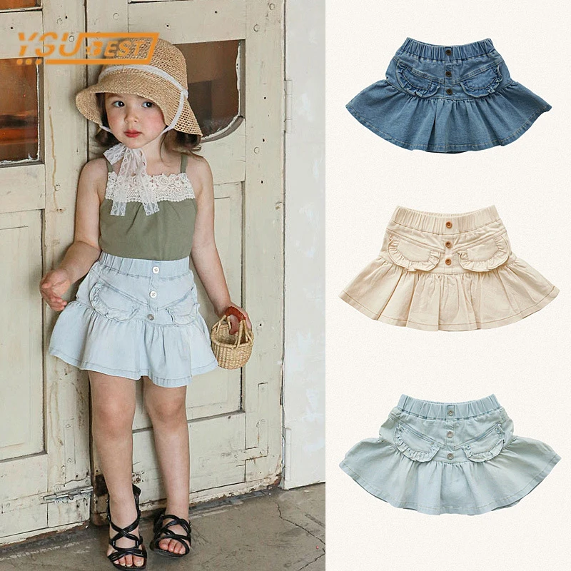 

Летние Детские однотонные короткие брюки для девочек, детская одежда, модные милые ковбойские брюки, юбка, детские короткие брюки для мален...