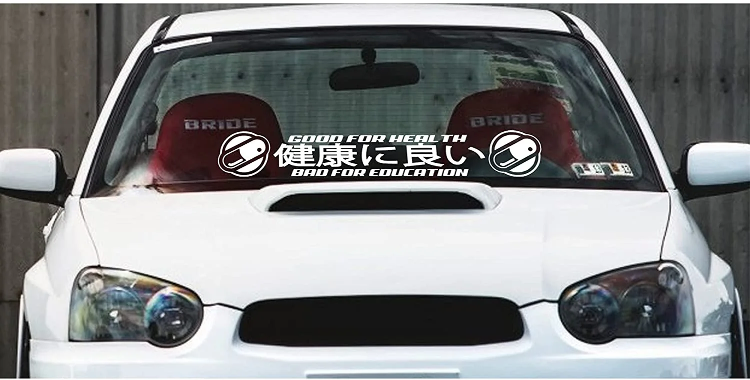 

For Akira Windshield Banner Car Sticker Vinyl Graphic Kanji Good Health Bad Education Pill Capsules Bosozoku Tetsuo