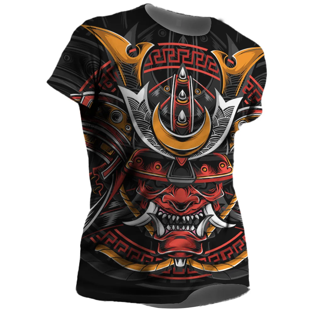 

T Shirt For Men 3D Printed Japanese Samurai Men's T-shirt Summer Round Neck Cotton Short Sleeve Tops Oversized Clothes Man Tees