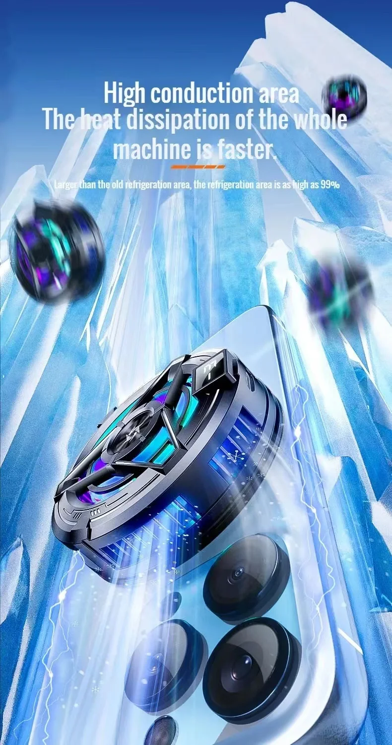 Охлаждающий вентилятор для смартфона типа C игровой магнитный охлаждающий зажим