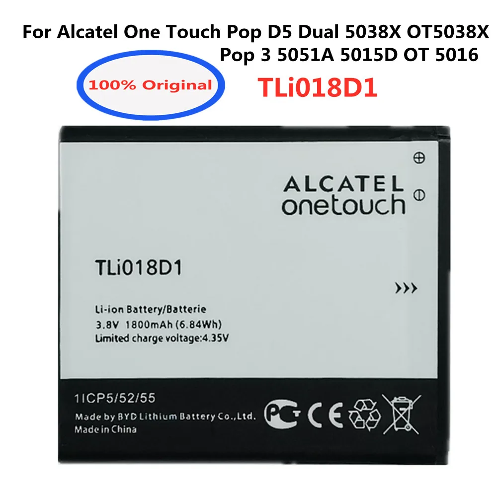 Оригинальный аккумулятор 1800 мАч TLi018D1 для Alcatel One Touch Pop D5 Dual 5038x OT5038X Pop 3 5015D OT 5016 Аккумулятор AKKU