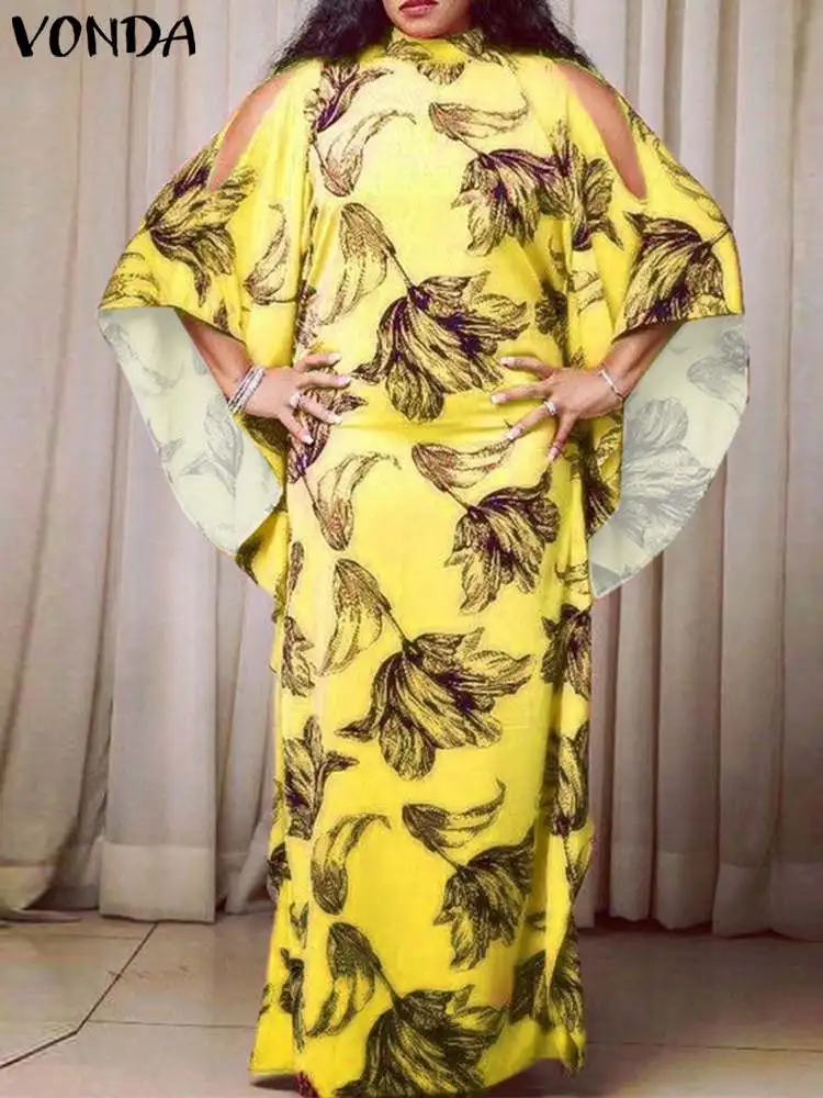 

VONDA Women Summer Off Shoulder Dress 2022 Holiday Sundress Sexy Vintage Printed Party Maxi Dresses Loose Vestidos Robe Femme 4#