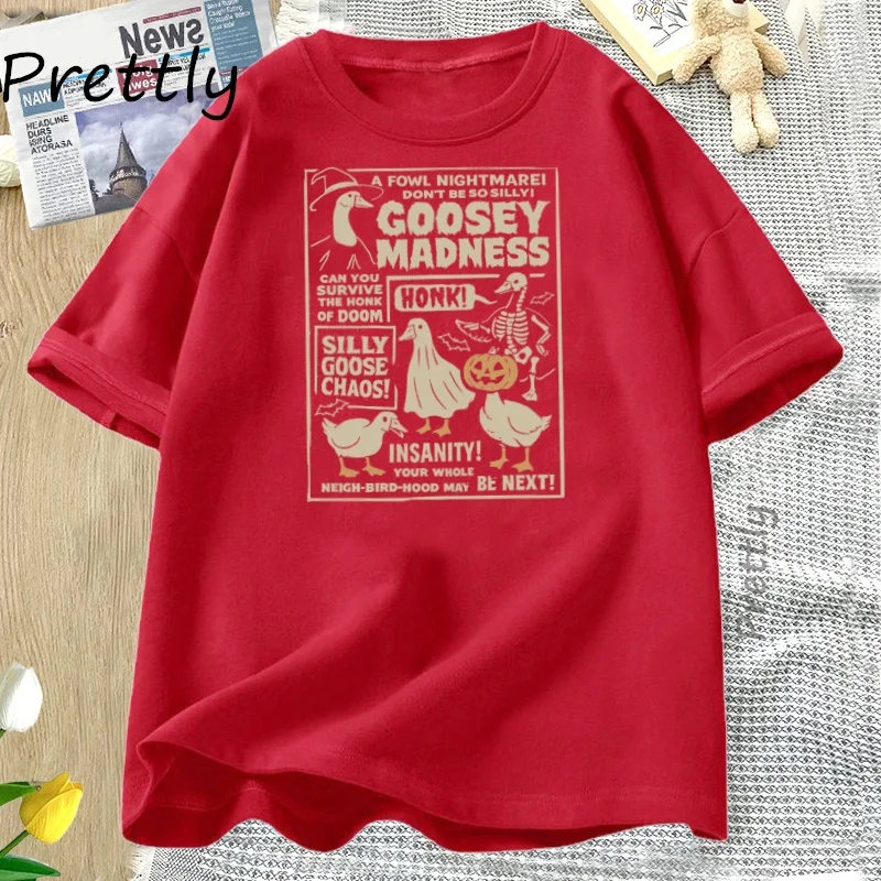 Фото Винтажная футболка Silly Goose на Хэллоуин, повседневная футболка с коротким рукавом Just A Spooky Goose, жуткая футболка на Хэллоуин, осенняя тыква №3