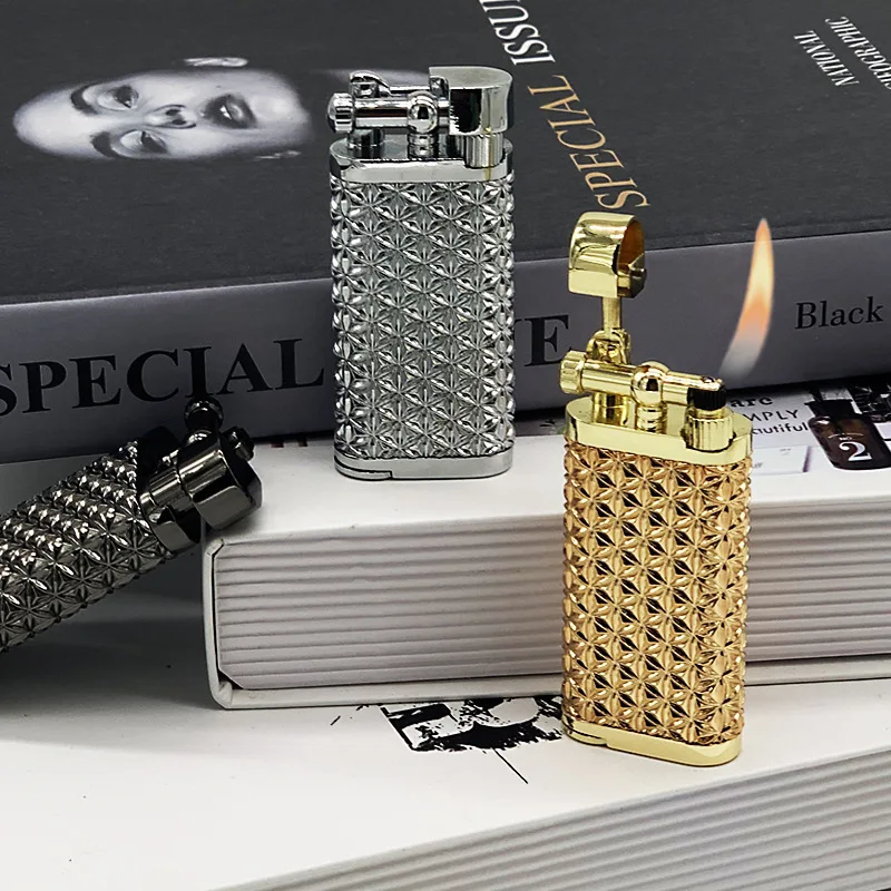 

New Windproof Butane Gas Inflatable Lighter Metal Oblique Fire Tobacco Pipe Cigar Lighter Smoking Gift Cigarette Accessories