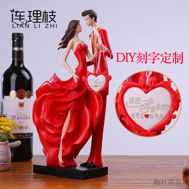 

Розовые пары могут гравировать подруги китайские свадебные красные Индивидуальные Романтические Креативные Свадебные украшения ручной р...