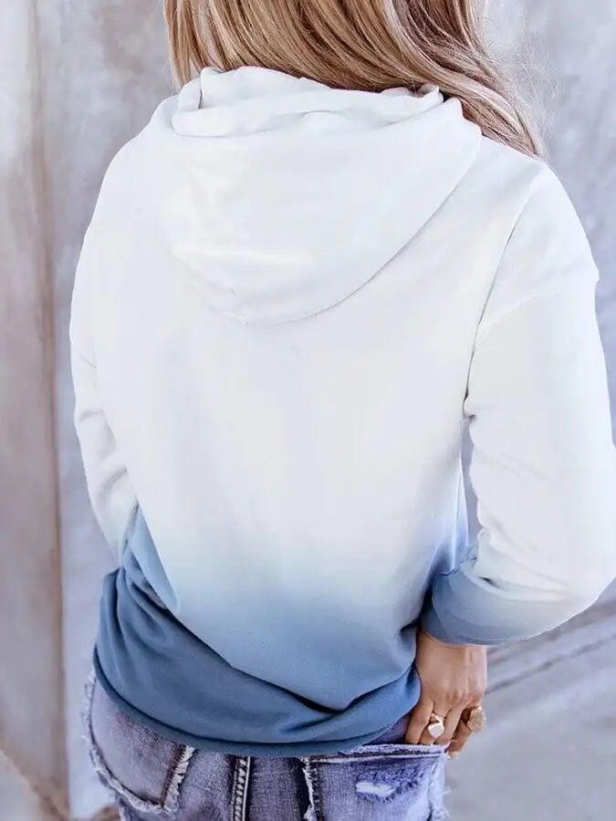 

Women's Blessed Cross Heart Print Gradient Pocket Hoodie