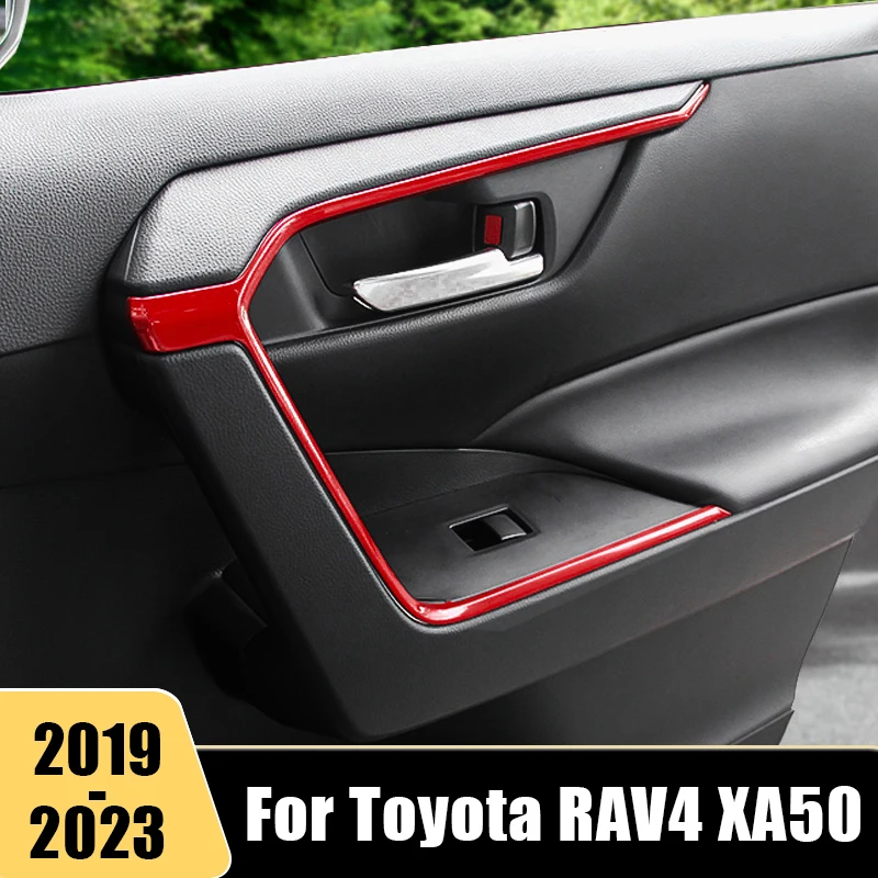 

For Toyota RAV4 XA50 RAV 4 2019 2020 2021 2022 2023 Carbon Car Lift Armrest Door Bowl Strip Decorative Cover Interior Accessori