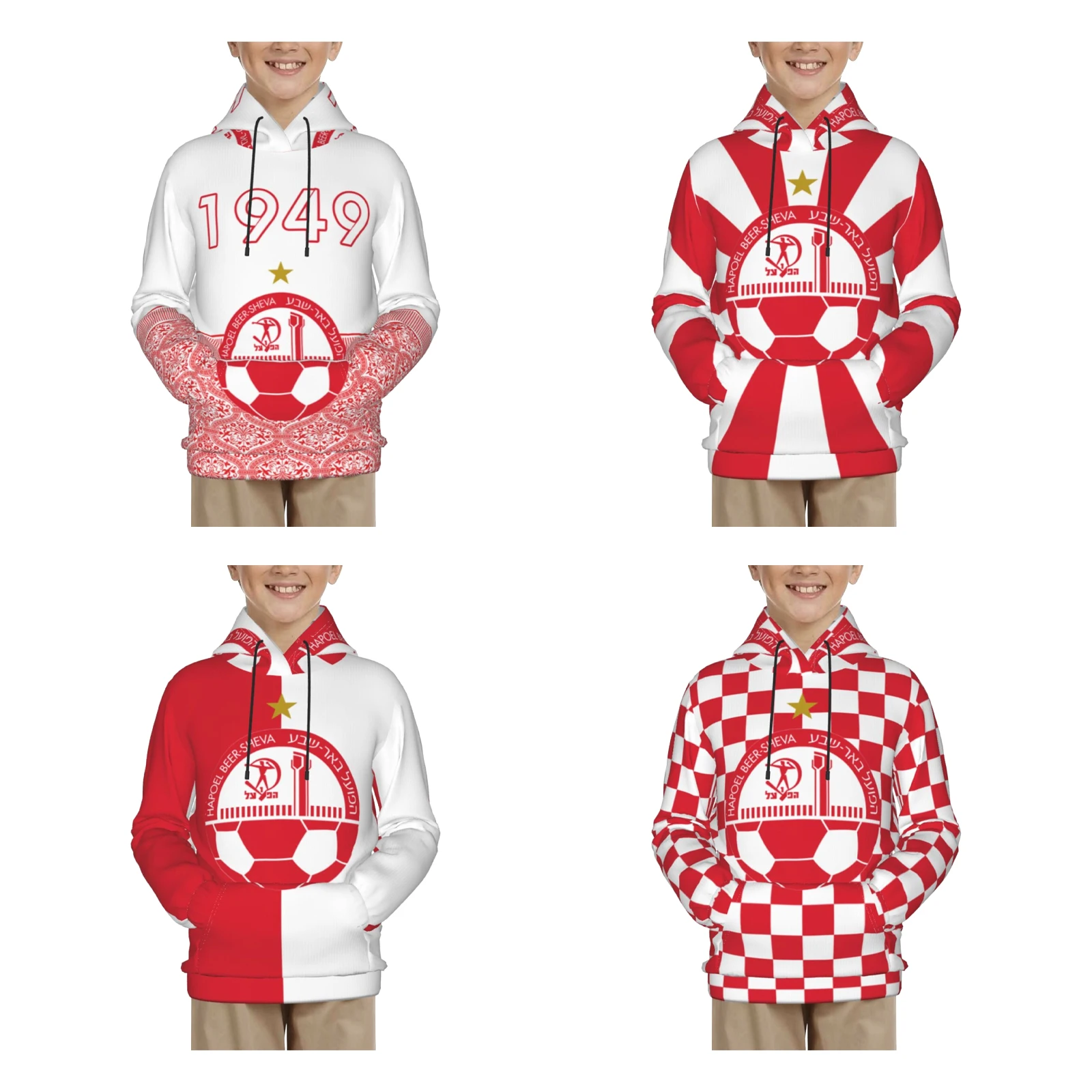 

Israel Hapoel Beer Sheva Fc Kids Pullover Hoodie Hooded Youth Sweatshirt Soft Pullover Fleece Fuzzy Casual Clothes on Hoody