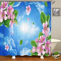 natural scenery shower curtain 3d sunny blue sky white clouds bath curtain waterproof bathroom curtains washable shower curtain
