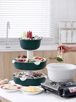 kitchen rotating hot pot food plate vegetable platter household plastic washing basin drain basket fruit plate side dish plate