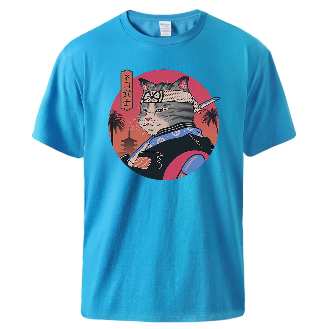 

Japan Ukiyo E Style Gray Cat T-Shirts Men Casual Tee Clothes Comfortable Sweat Summer Top Vintage High Quality Loose Soft Tshirt