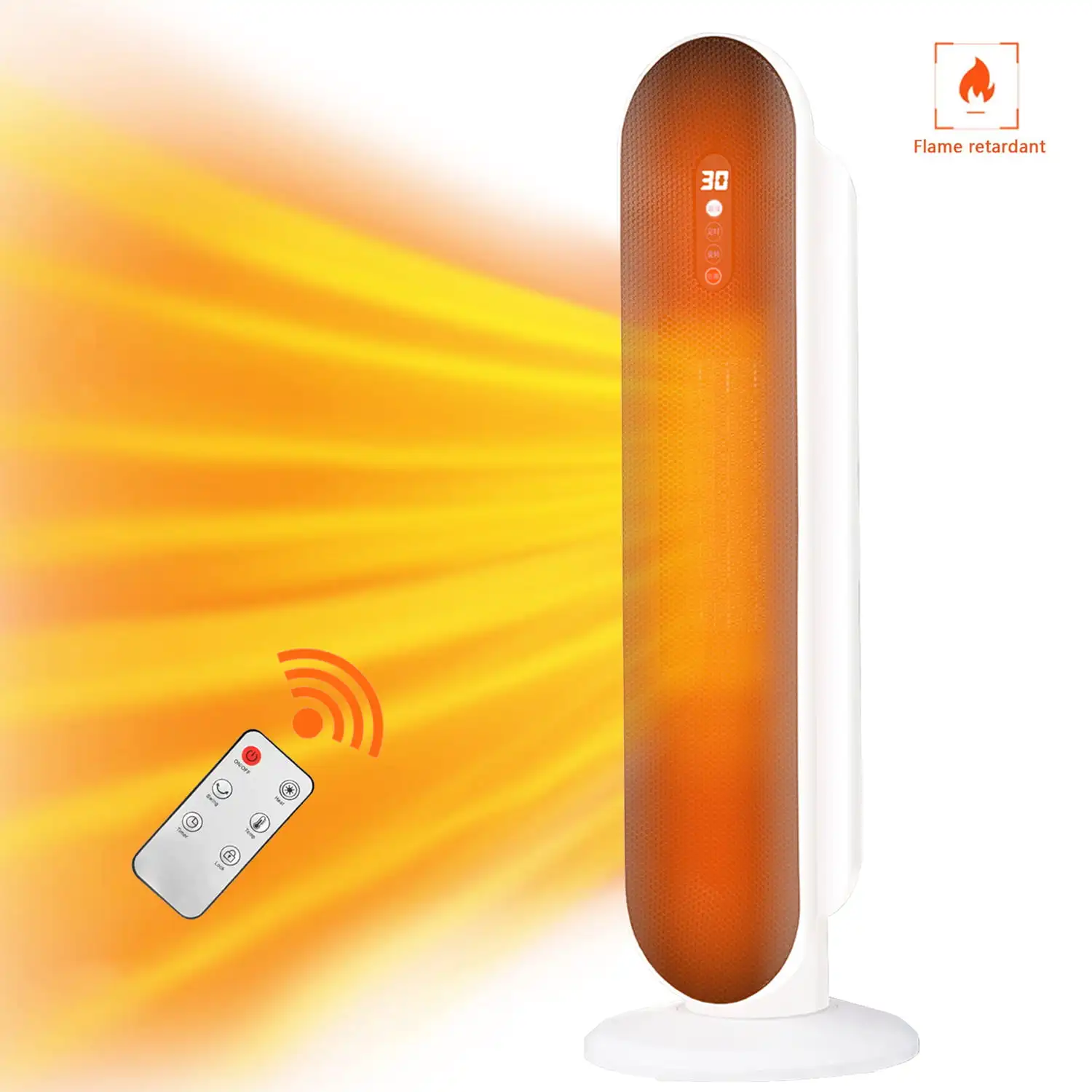 

1500W Ceramic Tower Space Heater with Remote, White