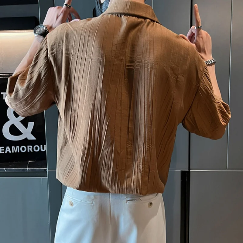 Summer Solid Color Casual Shirts Men 2022 Short Sleeve Thin Casual Shirt Breathable Hip Hop Harajuku Oversized Tops Men Clothing